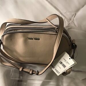 Nine West Beige Crossbody Bag with Silver Accents
